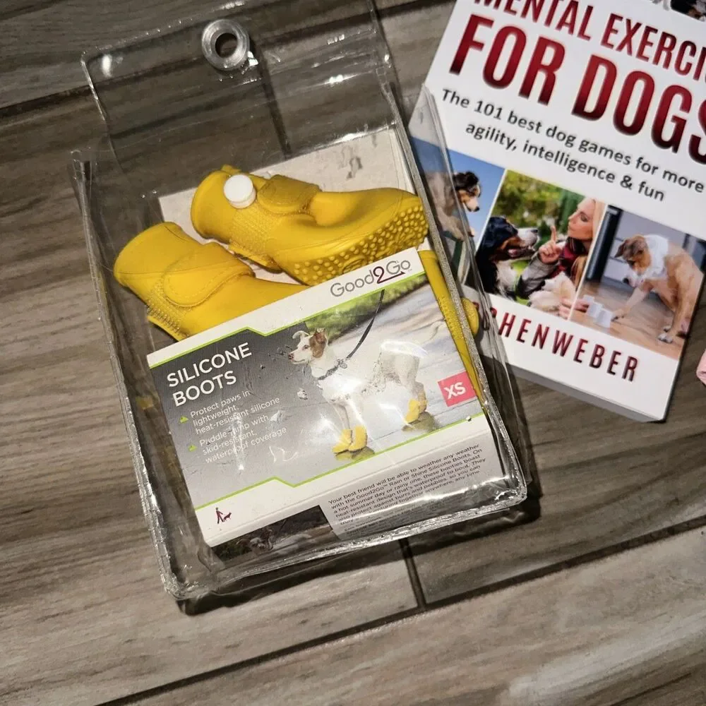 Dog Accessories, Pink Harness With Matching Leash Sz Med, Rain Boots , Book